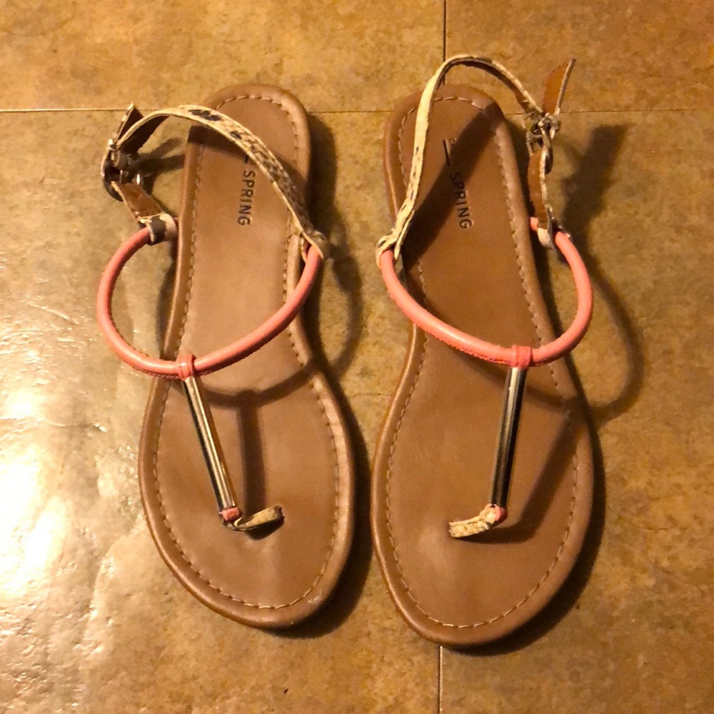 Pink/ snakeskin strap sandals